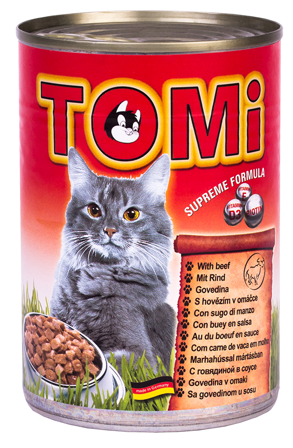 TOMі М'ЯСНІ ШМАТОЧКИ В СОУСІ ДЛЯ КОТІВ З ЯЛОВИЧИНОЮ 400Г - Tomi